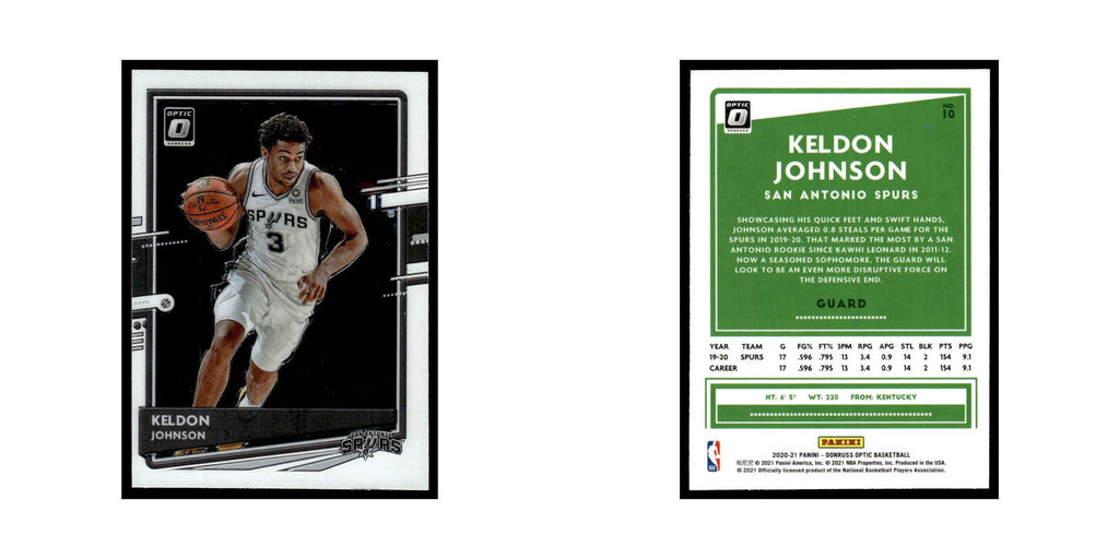 Keldon Johnson 2020 Donruss Optic #10 San Antonio Spurs Basketball Card NM