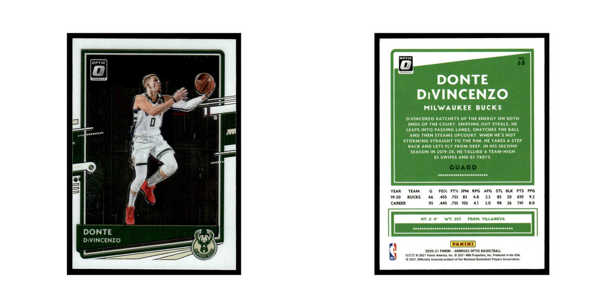 Donte DiVincenzo 2020 Donruss Optic #68 Milwaukee Bucks Basketball Card NM
