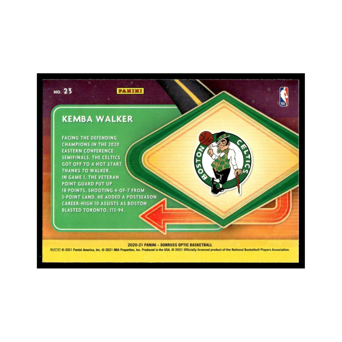 Kemba Walker 2020 Donruss Optic Express Lane #23 Boston Celtics NM