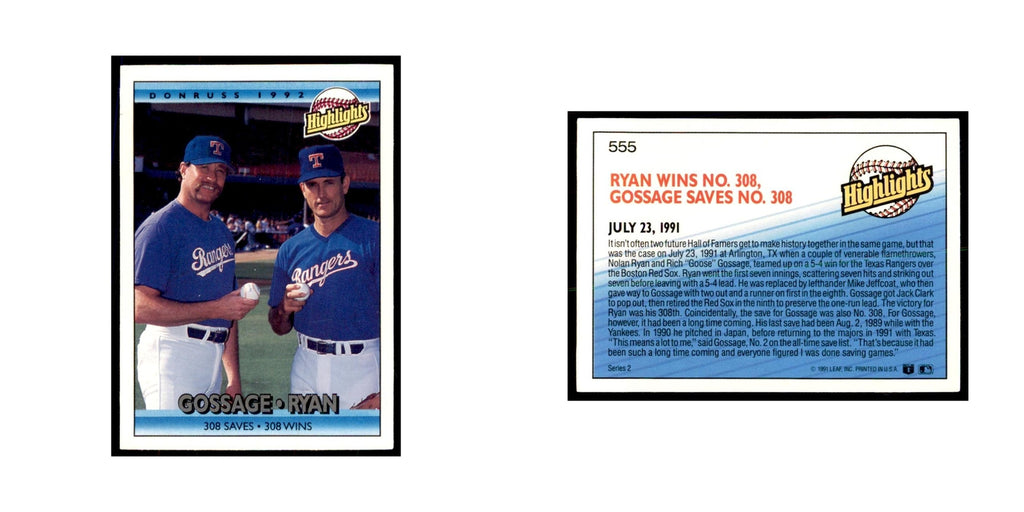 1992 Donruss Rich Gossage/Nolan Ryan Baseball Cards #555