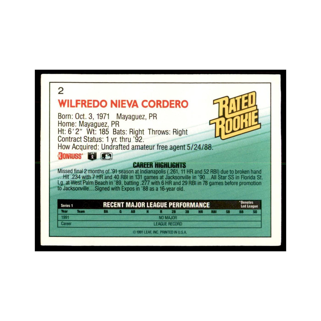 1992 Donruss Wil Cordero Baseball Cards #2