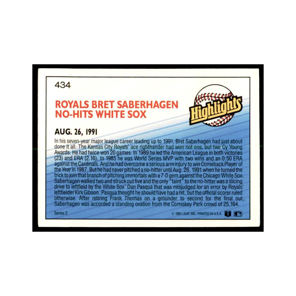 1992 Donruss Bret Saberhagen Baseball Cards #434