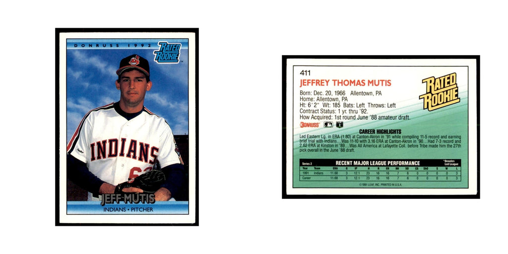 1992 Donruss Jeff Mutis Baseball Cards #411