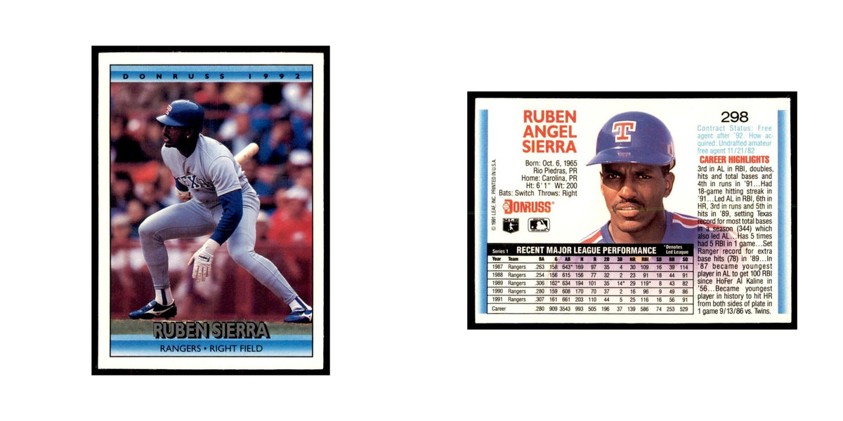 1992 Donruss Ruben Sierra Baseball Cards #298