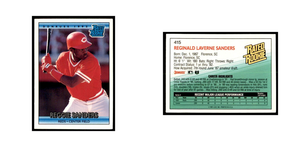 1992 Donruss Reggie Sanders Baseball Cards #415