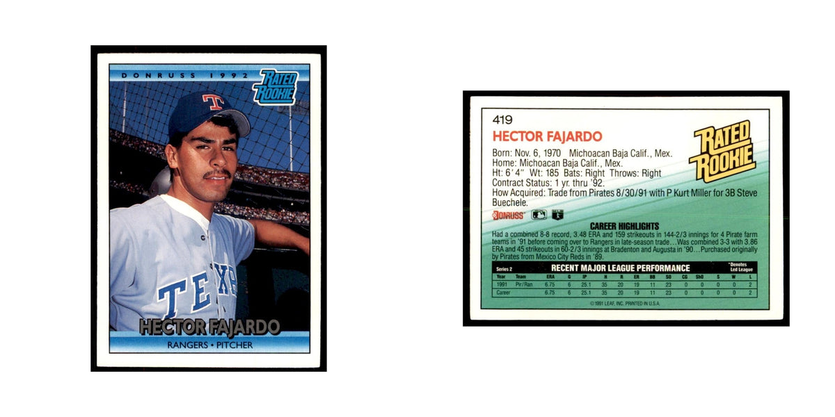 1992 Donruss Hector Fajardo Baseball Cards #419