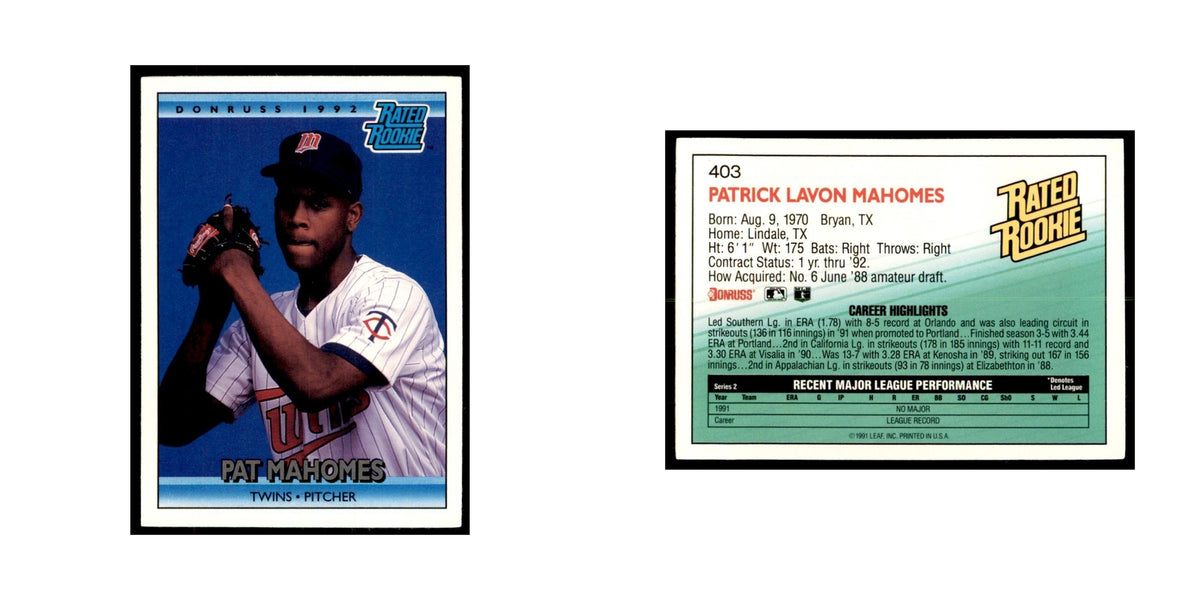 1992 Donruss Pat Mahomes Baseball Cards #403