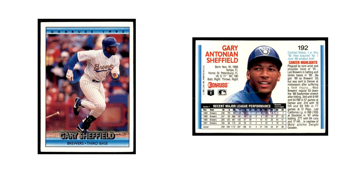 1992 Donruss Gary Sheffield Baseball Cards #192
