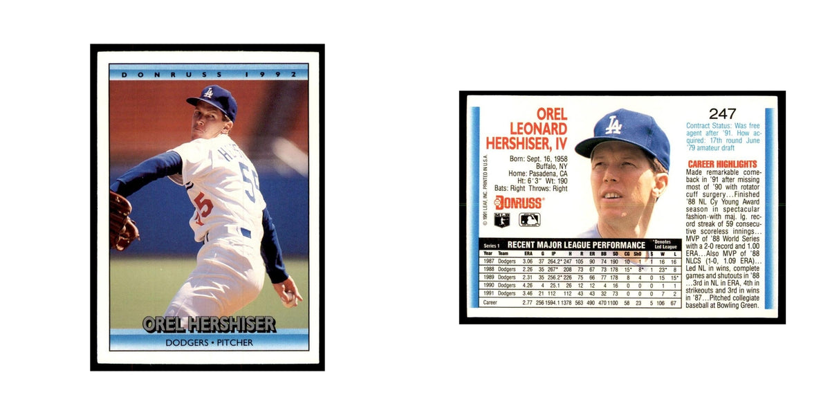 1992 Donruss Orel Hershiser Baseball Cards #247