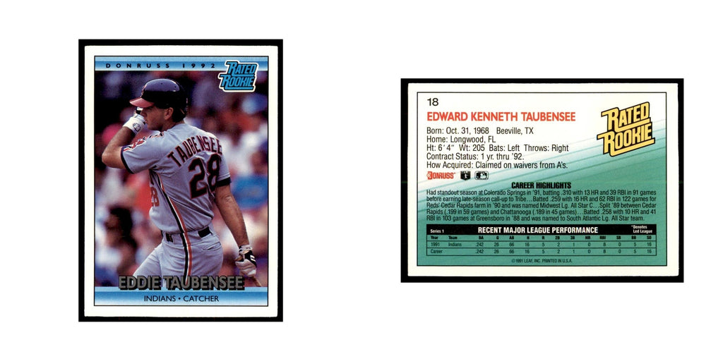 1992 Donruss Eddie Taubensee Baseball Cards #18