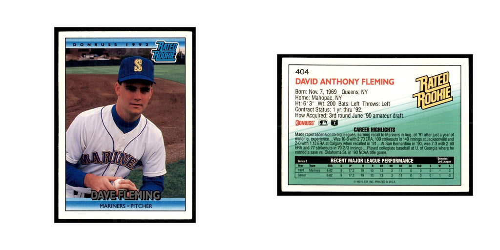 1992 Donruss Dave Fleming Baseball Cards #404