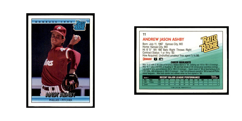 1992 Donruss Andy Ashby Baseball Cards #11