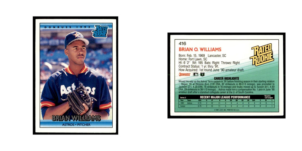 1992 Donruss Brian Williams Baseball Cards #416