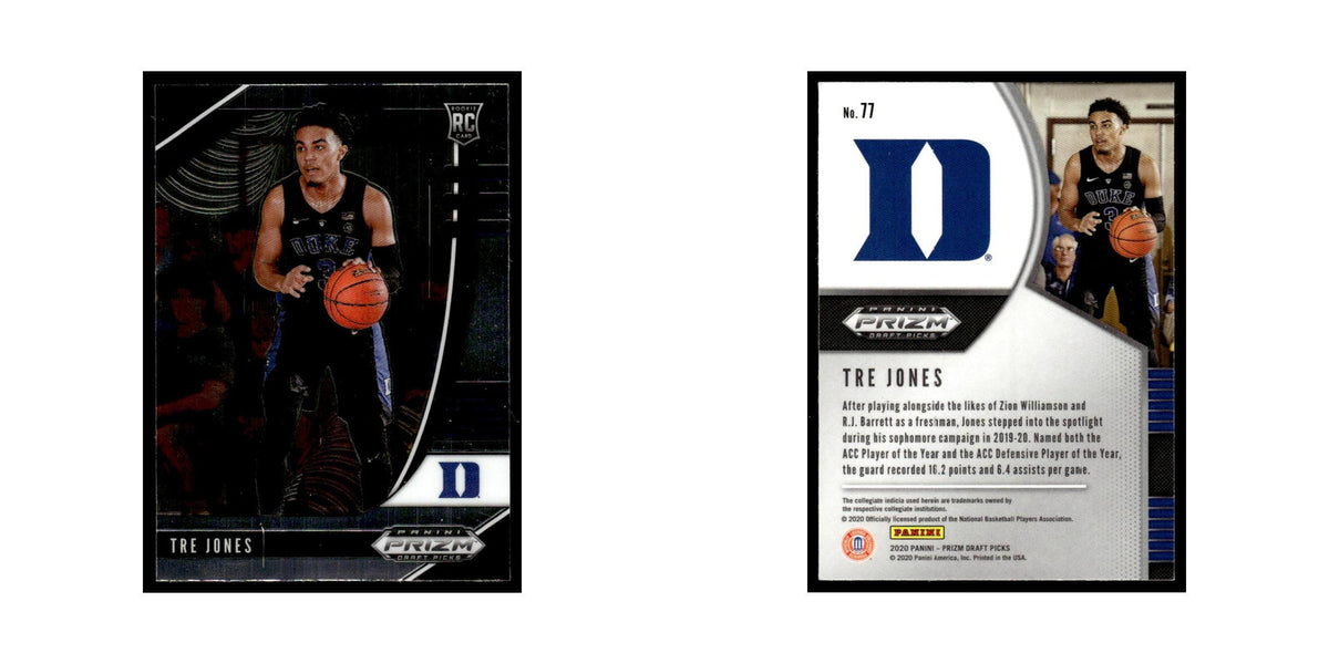 Tre Jones Rookie 2020 Panini Prizm Draft Picks #77 Duke Blue Devils NM