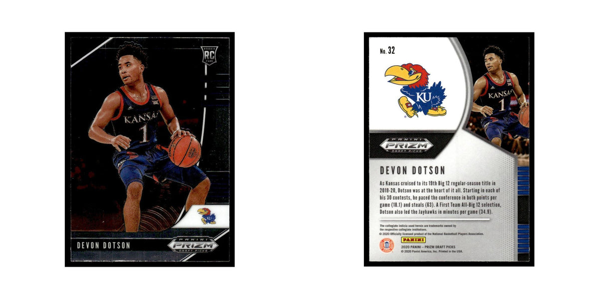 Devon Dotson Rookie 2020 Panini Prizm Draft Picks #32 Kansas Jayhawks NM
