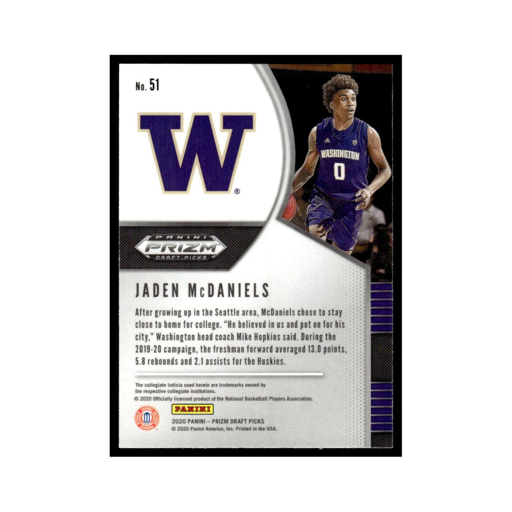 Jaden McDaniels Rookie 2020 Panini Prizm Draft Picks #51 Washington Huskies NM