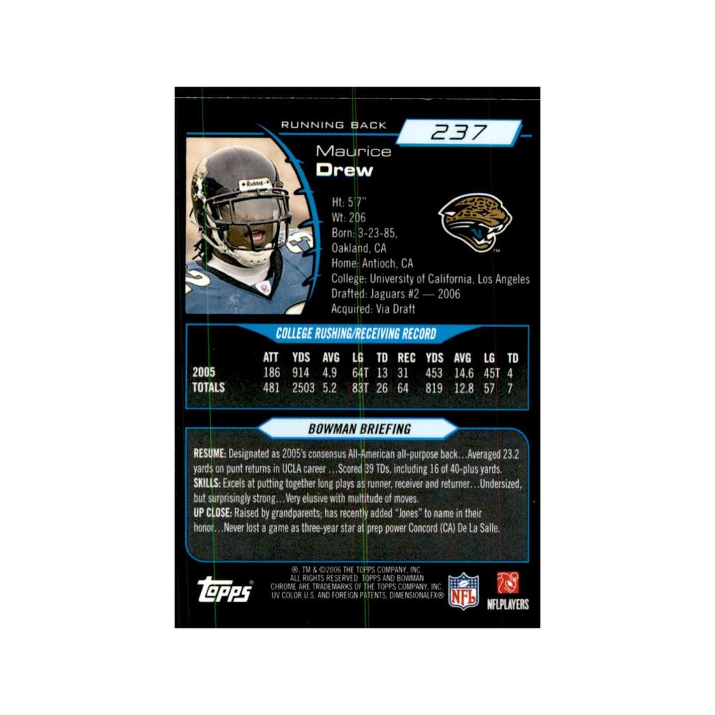 2006 Bowman Chrome Maurice Drew RC Football Cards #237