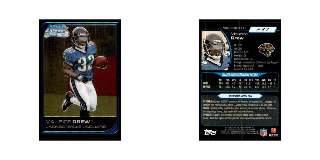 2006 Bowman Chrome Maurice Drew RC Football Cards #237