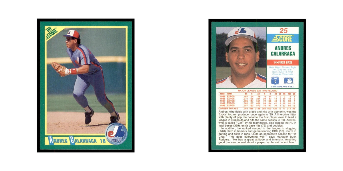 1990 Score Andres Galarraga Baseball Cards #25