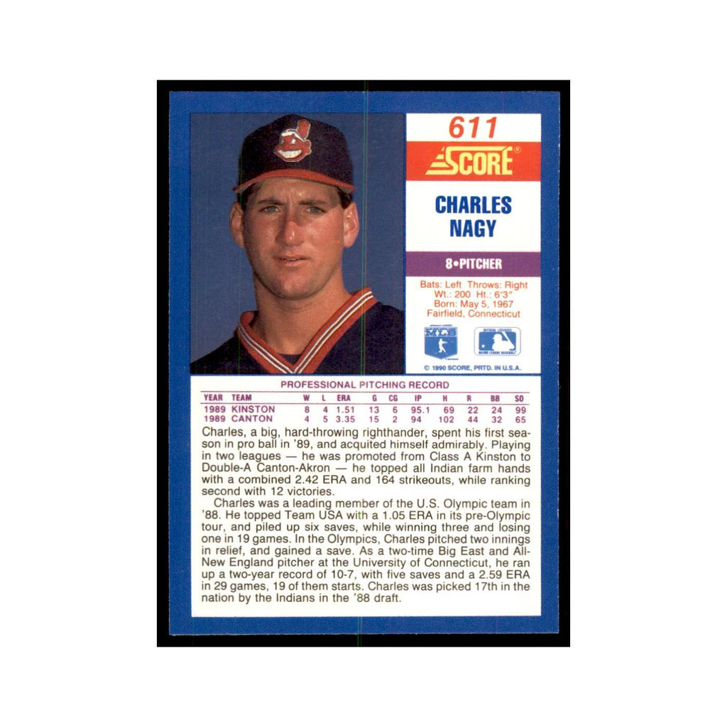 1990 Score Charles Nagy Baseball Cards #611