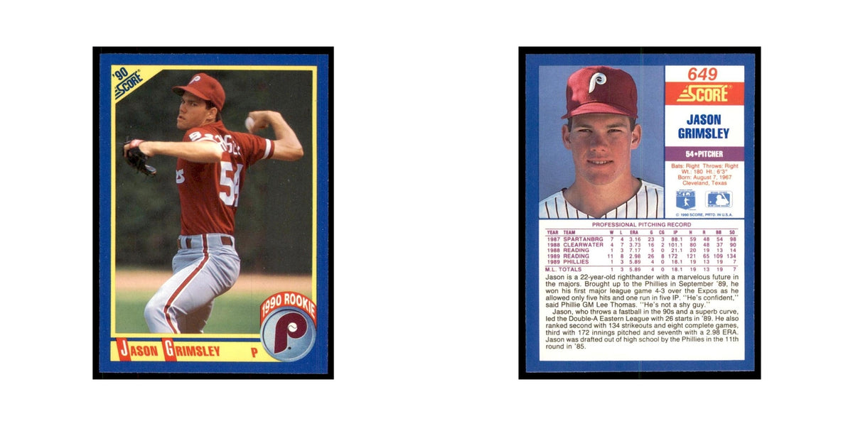1990 Score Jason Grimsley Baseball Cards #649