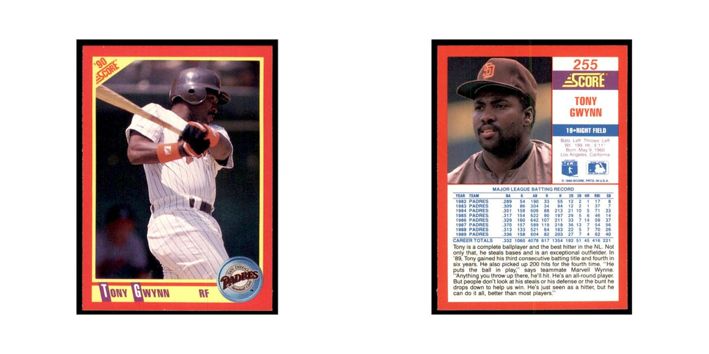 1990 Score Tony Gwynn Baseball Cards #255