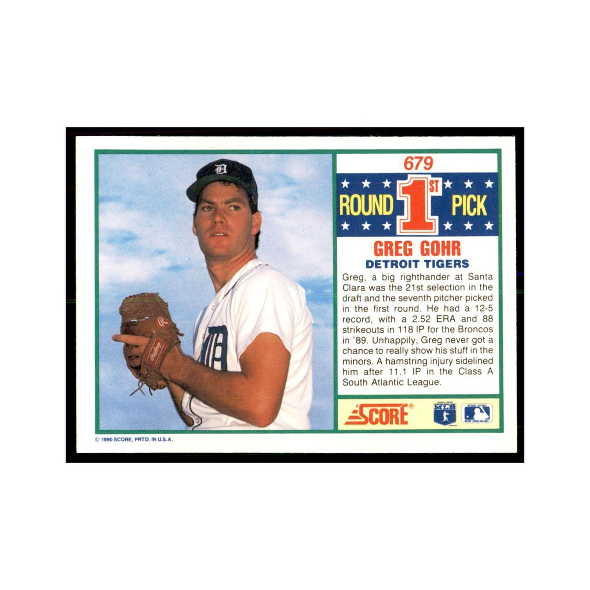 1990 Score Greg Gohr Baseball Cards #679