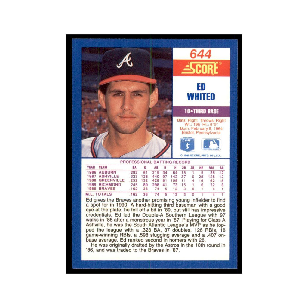 1990 Score Ed Whited RC Baseball Cards #644