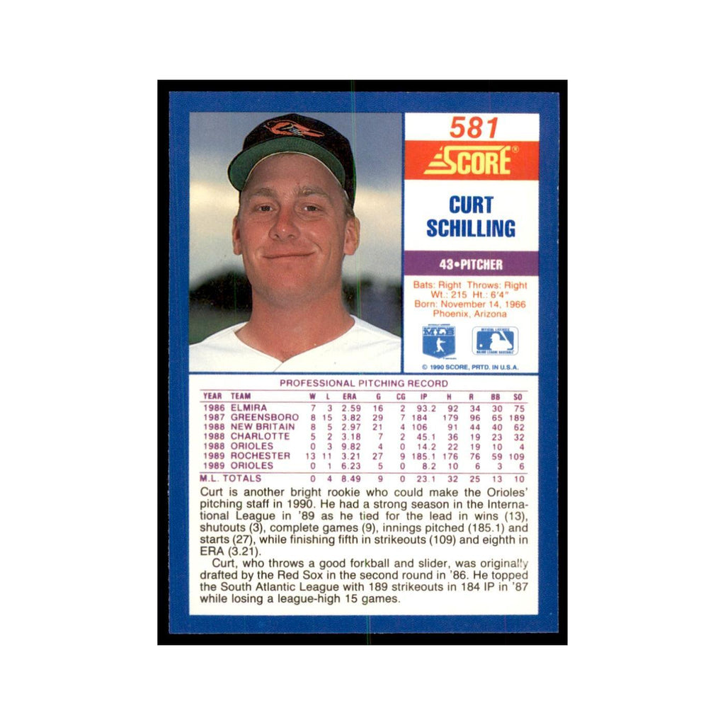 1990 Score Curt Schilling RC Baseball Cards #581