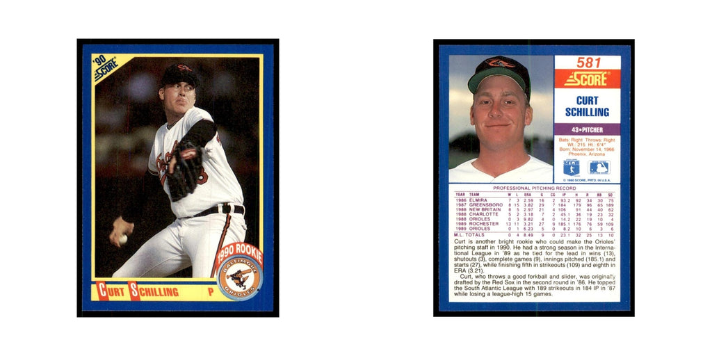 1990 Score Curt Schilling RC Baseball Cards #581