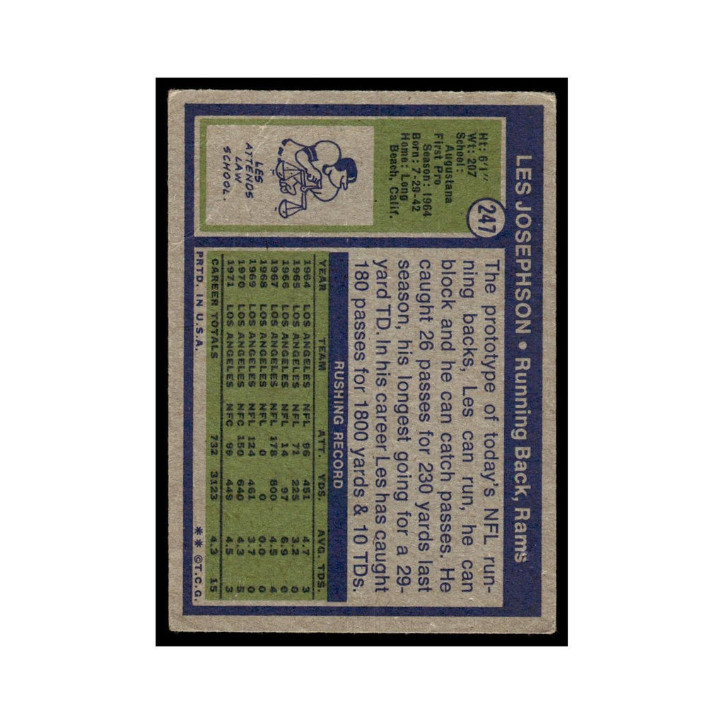 Les Josephson 1972 Topps (Damaged) #247 Los Angeles Rams Football Card Poor