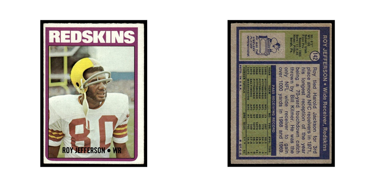 Roy Jefferson 1972 Topps (Damaged) #142 Washington Redskins Football Card Poor
