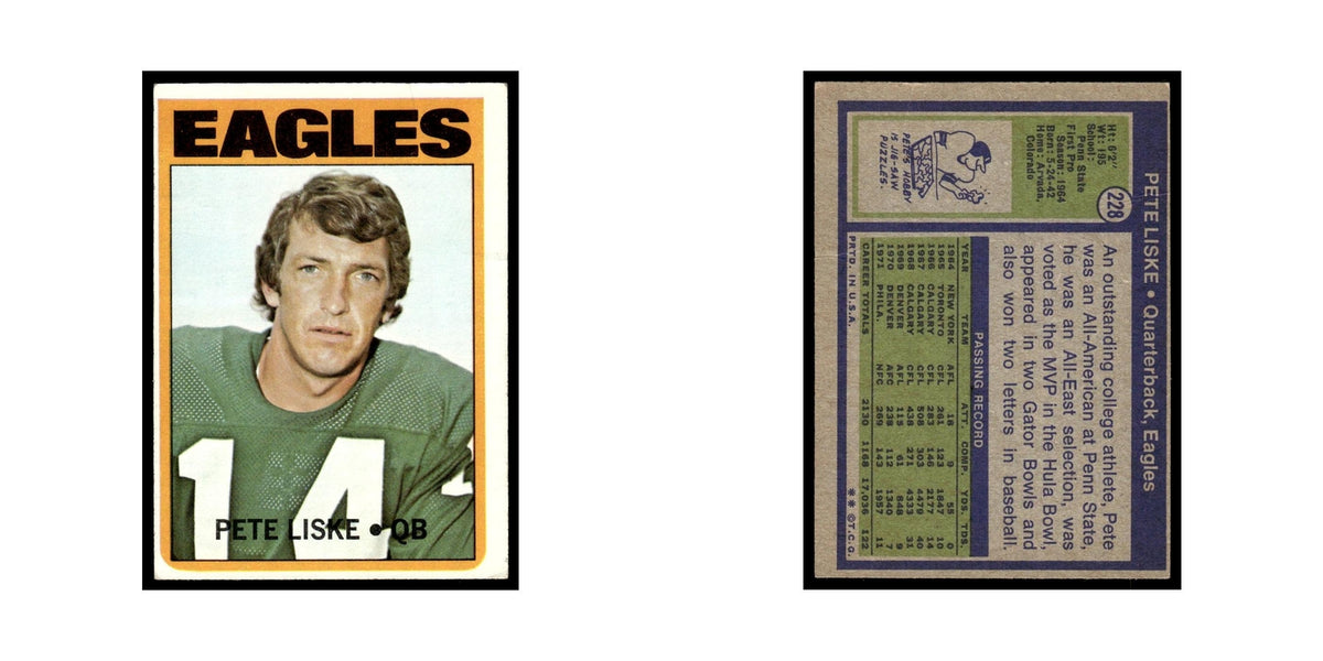 Pete Liske 1972 Topps (Damaged) #228 Philadelphia Eagles Football Card Poor
