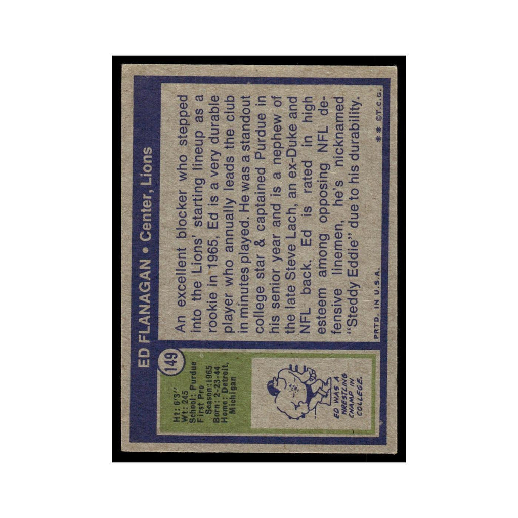 Ed Flanagan 1972 Topps (Damaged) #149 Detroit Lions Football Card Poor