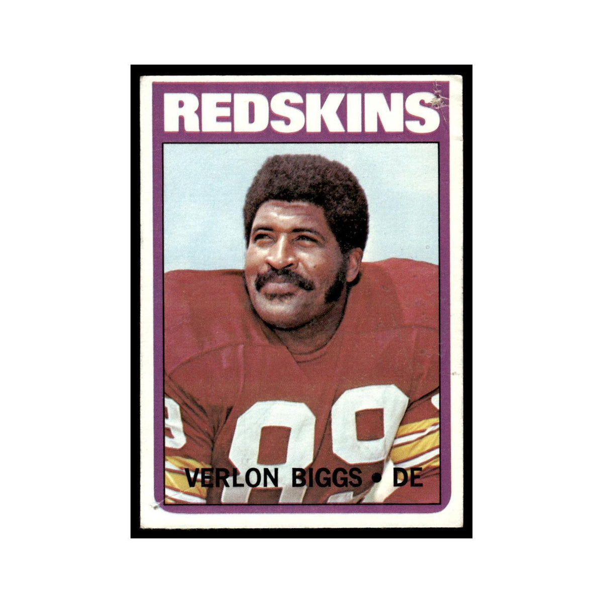 Verlon Biggs 1972 Topps (Damaged) #72 Washington Redskins Football Card Poor