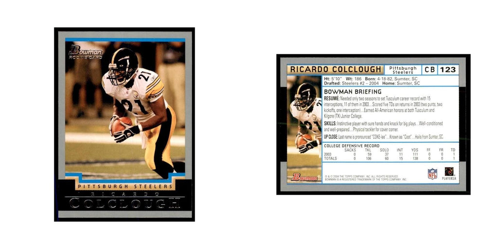 2004 Bowman Ricardo Colclough RC Football Cards #123