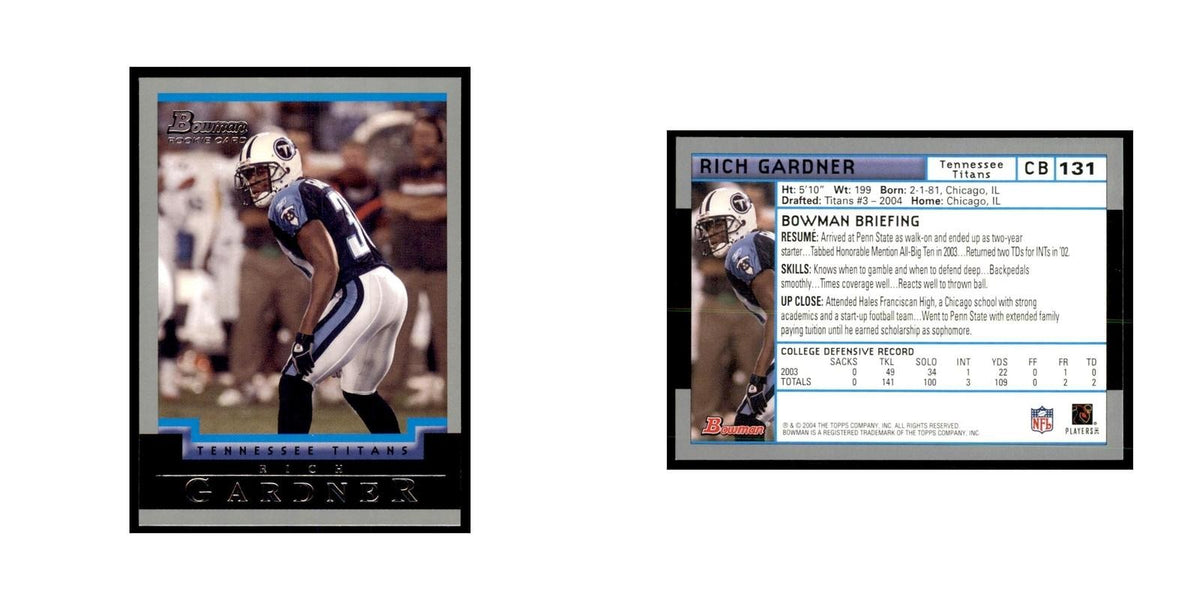 2004 Bowman Rich Gardner RC Football Cards #131
