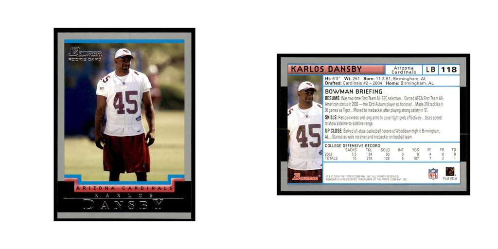 2004 Bowman Karlos Dansby RC Football Cards #118