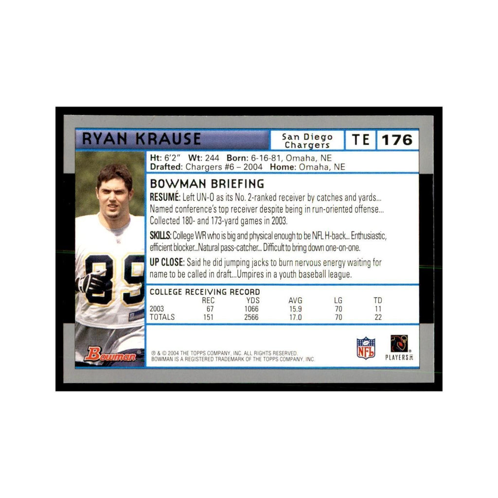 2004 Bowman Ryan Krause RC Football Cards #176