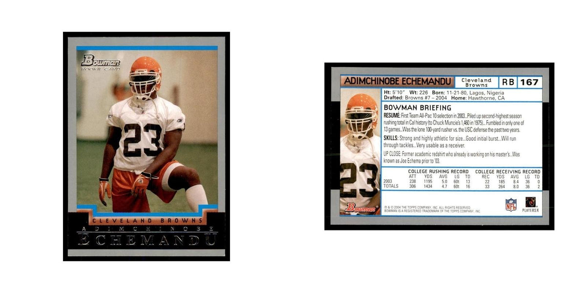 2004 Bowman Adimchinobe Echemandu RC Football Cards #167