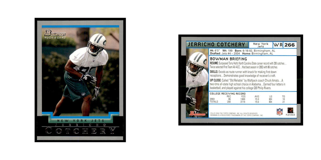 2004 Bowman Jerricho Cotchery RC Football Cards #266