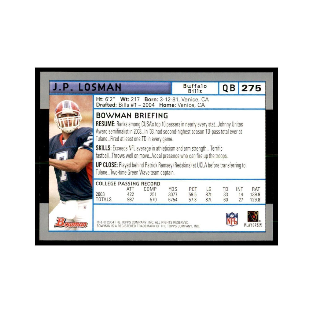 2004 Bowman J.P. Losman RC Football Cards #275