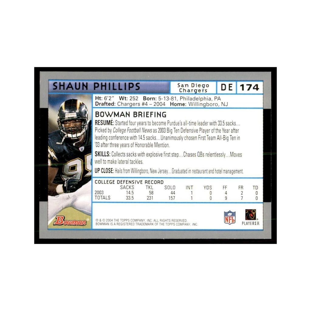 2004 Bowman Shaun Phillips RC Football Cards #174