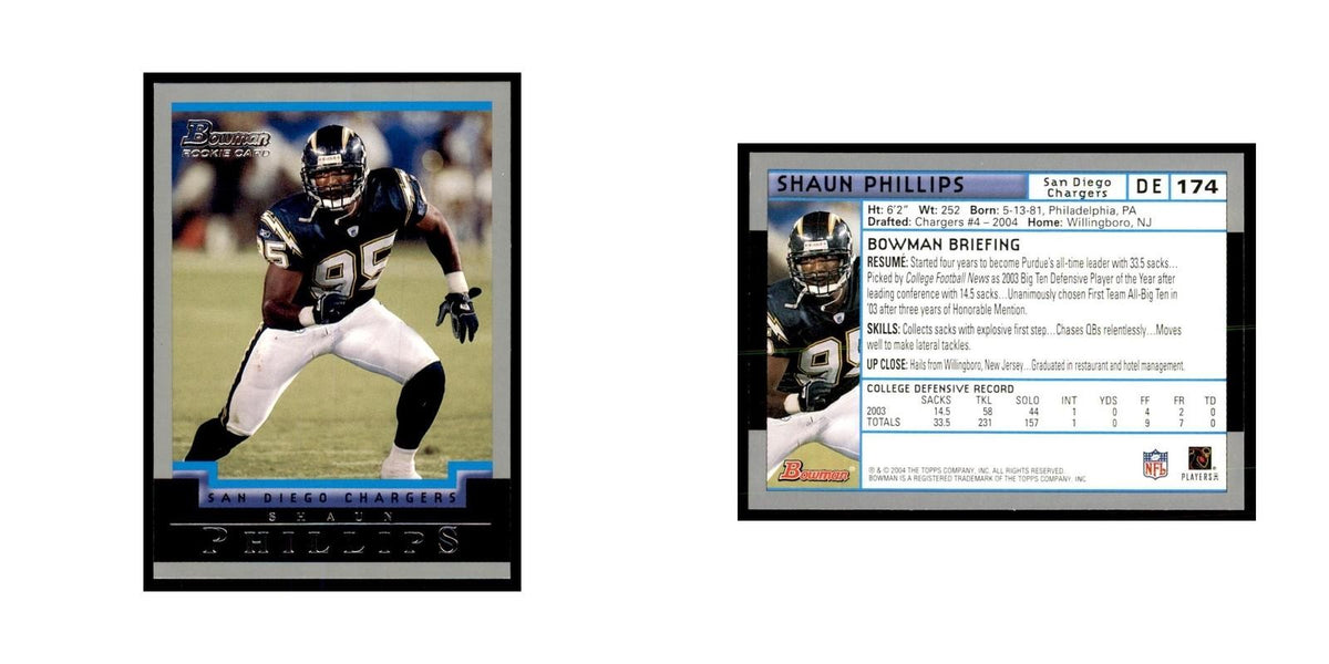 2004 Bowman Shaun Phillips RC Football Cards #174