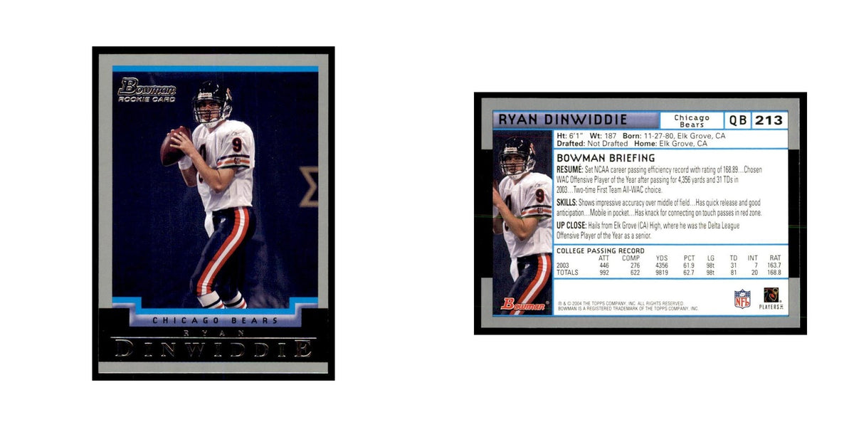2004 Bowman Ryan Dinwiddie RC Football Cards #213