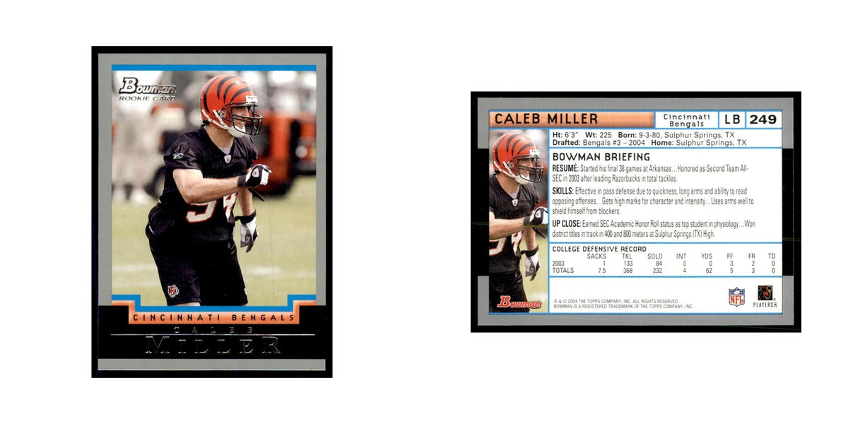 2004 Bowman Caleb Miller RC Football Cards #249