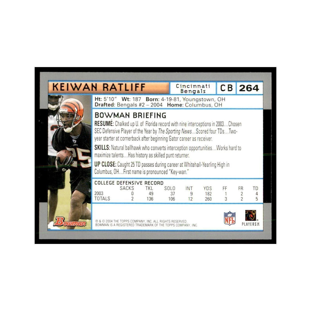 2004 Bowman Keiwan Ratliff RC Football Cards #264