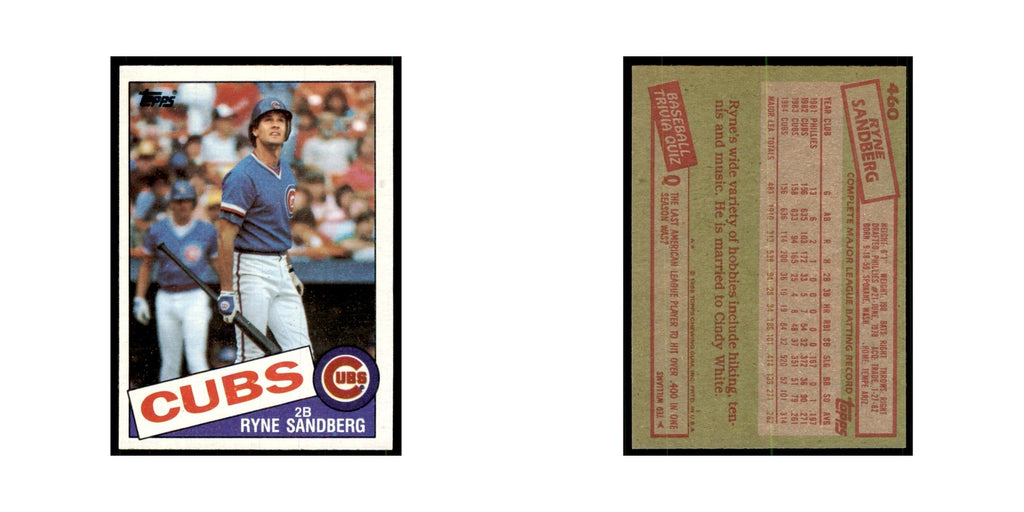 1985 Topps Ryne Sandberg Baseball Cards #460