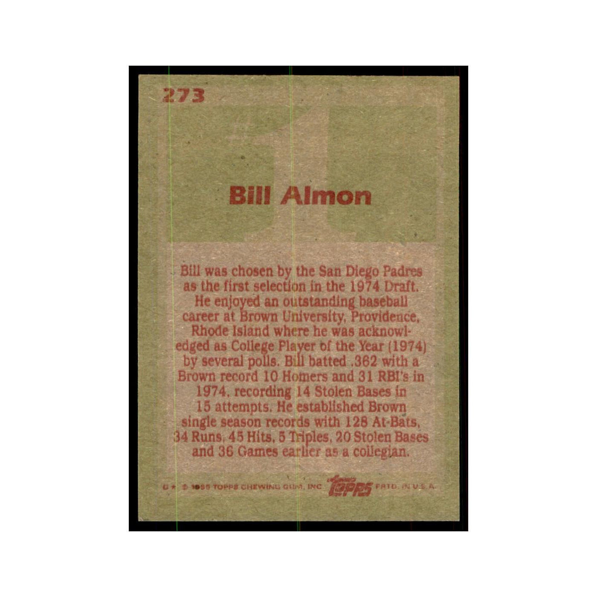 1985 Topps Bill Almon Baseball Cards #273