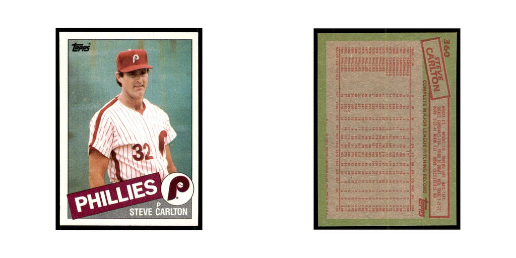 1985 Topps Steve Carlton Baseball Cards #360